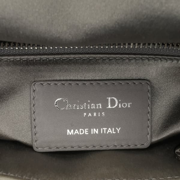 Pre-owned Dior Mini Satin Cannage Strass Crystal Embellished Lady Dior Gray