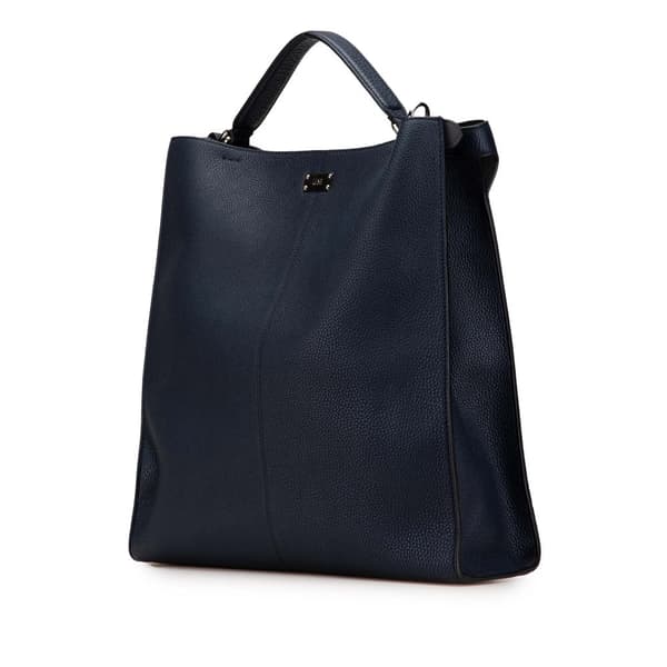 Pre-owned Fendi Leather Peekaboo X-Lite Fit Satchel Blue