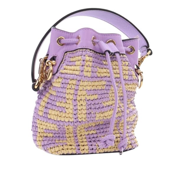 Pre-owned Fendi Mini Zucca Raffia Mon Tresor Bucket Bag Brown