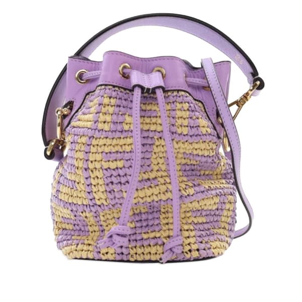 Pre-owned Fendi Mini Zucca Raffia Mon Tresor Bucket Bag Brown