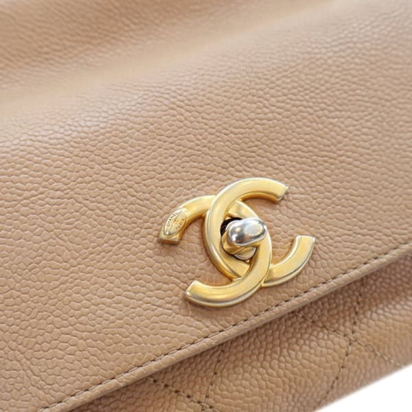 Pre-owned Chanel Small Stitched Caviar CC Lock Top Handle Flap Brown