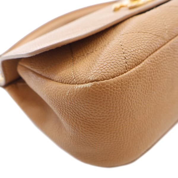 Pre-owned Chanel Small Stitched Caviar CC Lock Top Handle Flap Brown