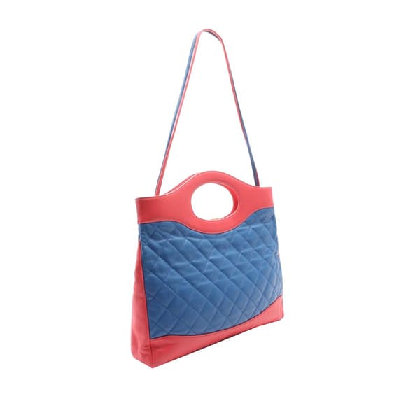 Pre-owned Chanel Large CC Quilted Lambskin 31 Shopping Bag Blue