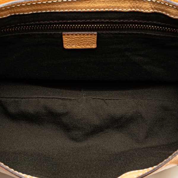 Pre-owned Celine Perforated Leather Buckle Handbag Brown