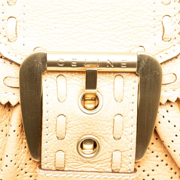 Pre-owned Celine Perforated Leather Buckle Handbag Brown