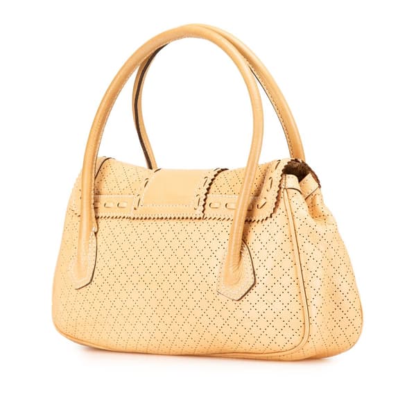 Pre-owned Celine Perforated Leather Buckle Handbag Brown