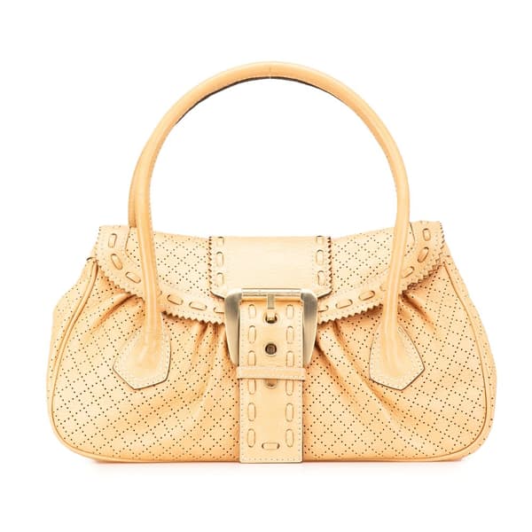 Pre-owned Celine Perforated Leather Buckle Handbag Brown