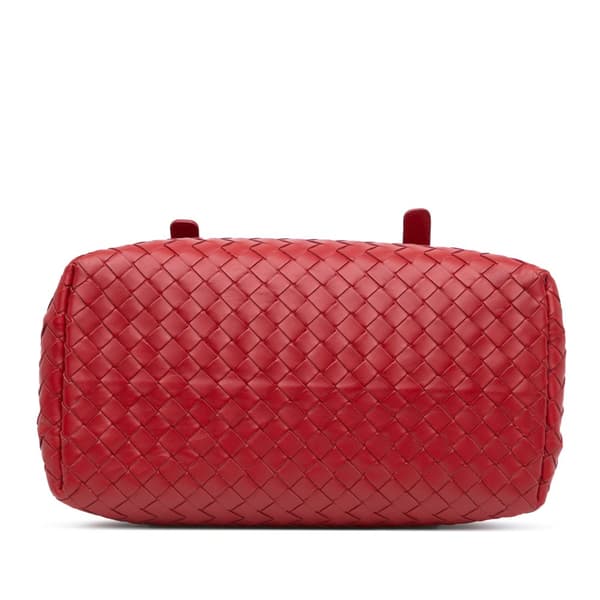 Pre-owned Bottega Veneta Mini Nappa Intrecciato Roma Satchel Red