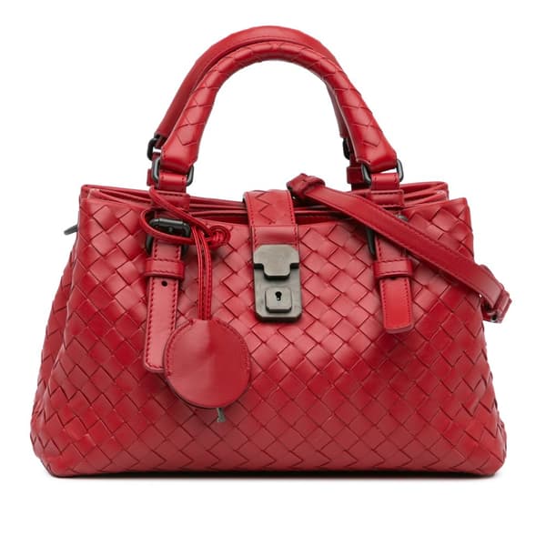 Pre-owned Bottega Veneta Mini Nappa Intrecciato Roma Satchel Red