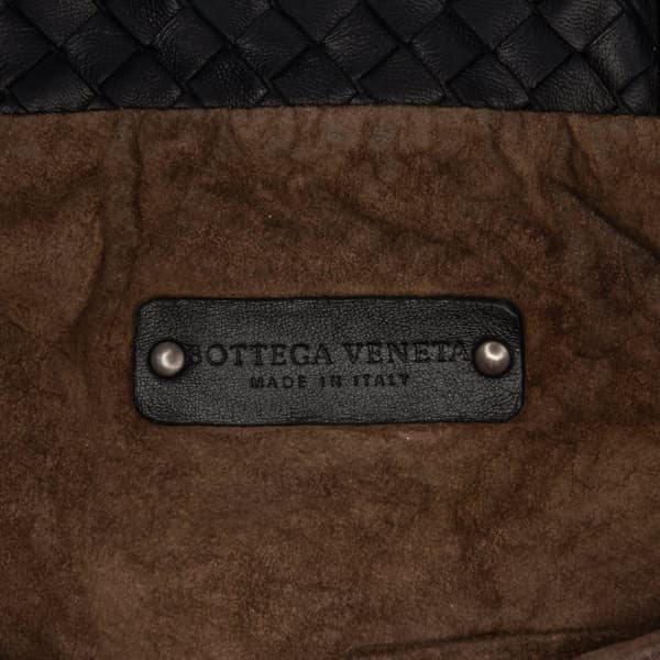 Pre-owned Bottega Veneta Nappa Intrecciato Fold Over Satchel Black