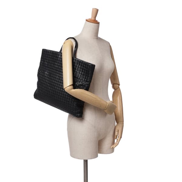 Pre-owned Bottega Veneta Nappa Intrecciato Fold Over Satchel Black