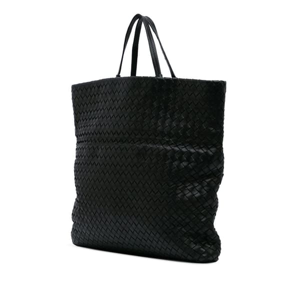 Pre-owned Bottega Veneta Nappa Intrecciato Fold Over Satchel Black