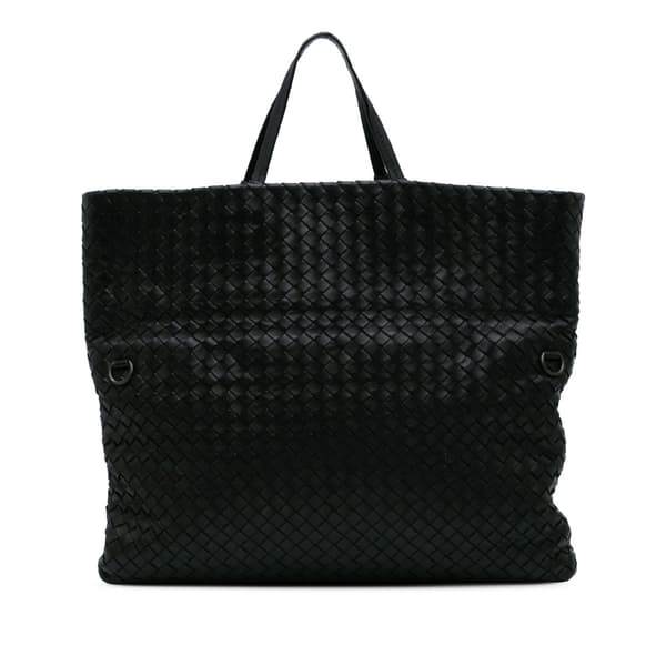 Pre-owned Bottega Veneta Nappa Intrecciato Fold Over Satchel Black