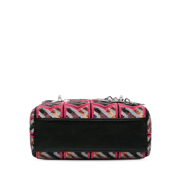 Pre-owned Dior Mini Patent Sequined Lady Dior Pink