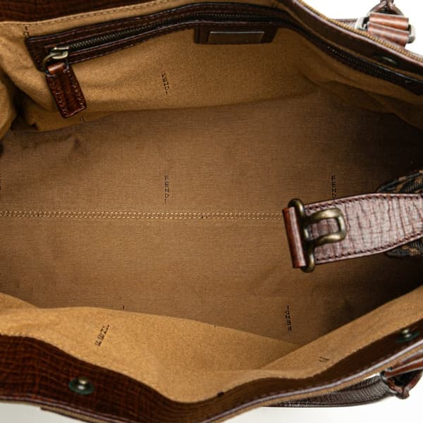 Pre-owned Fendi Zucca Canvas Etniko Handbag Brown