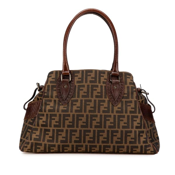 Pre-owned Fendi Zucca Canvas Etniko Handbag Brown