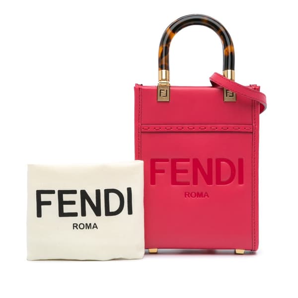 Pre-owned Fendi Mini Sunshine Shopper Tote Pink