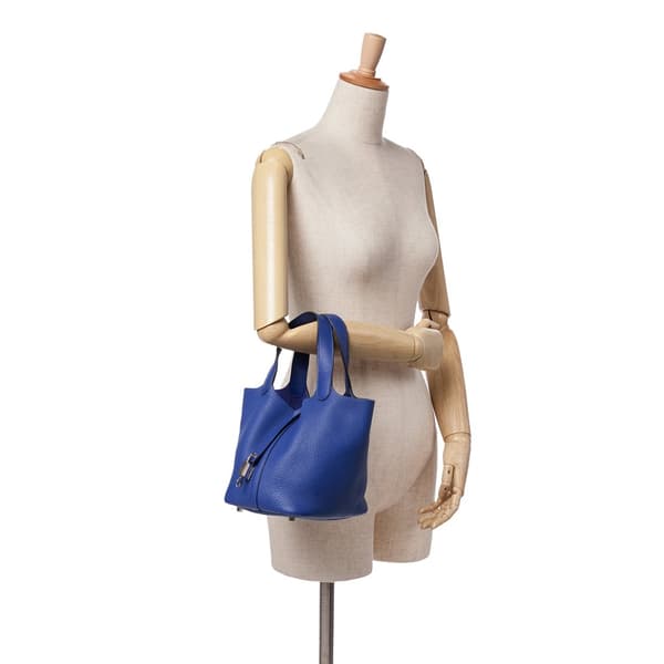 Pre-owned Hermès Clemence Picotin Lock 18 Blue