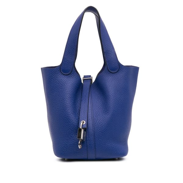 Pre-owned Hermès Clemence Picotin Lock 18 Blue