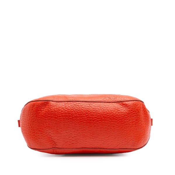 Pre-owned Burberry Heritage Grain Check Embossed Orchard Bowling Bag Red