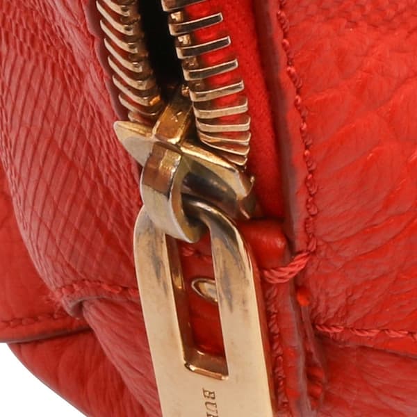 Pre-owned Burberry Heritage Grain Check Embossed Orchard Bowling Bag Red