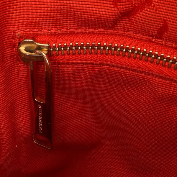 Pre-owned Burberry Heritage Grain Check Embossed Orchard Bowling Bag Red