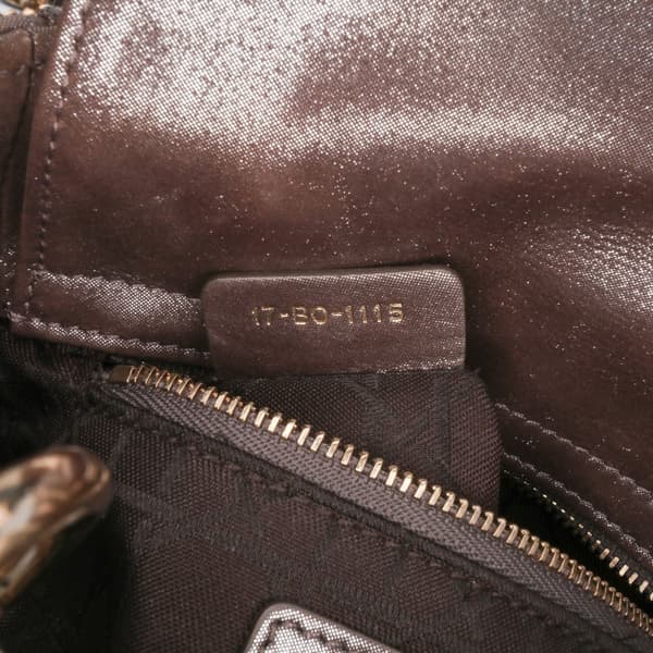 Pre-owned Dior Mini Metallic Calfskin Cannage Lady Dior Brown