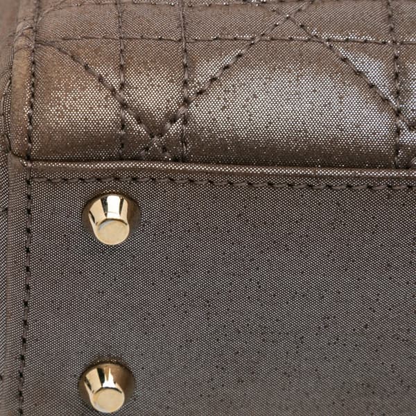 Pre-owned Dior Mini Metallic Calfskin Cannage Lady Dior Brown