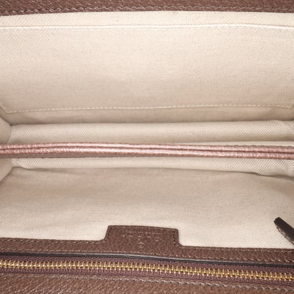 Pre-owned Gucci Small Jumbo GG Canvas Web Ophidia Top Handle Flap Brown