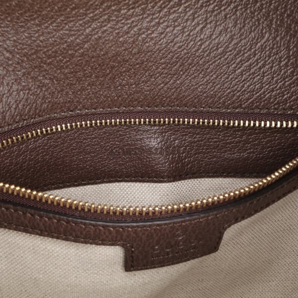 Pre-owned Gucci Small Jumbo GG Canvas Web Ophidia Top Handle Flap Brown