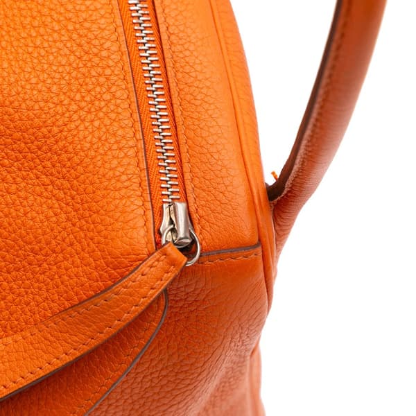 Pre-owned Hermès Clemence Lindy 34 Orange