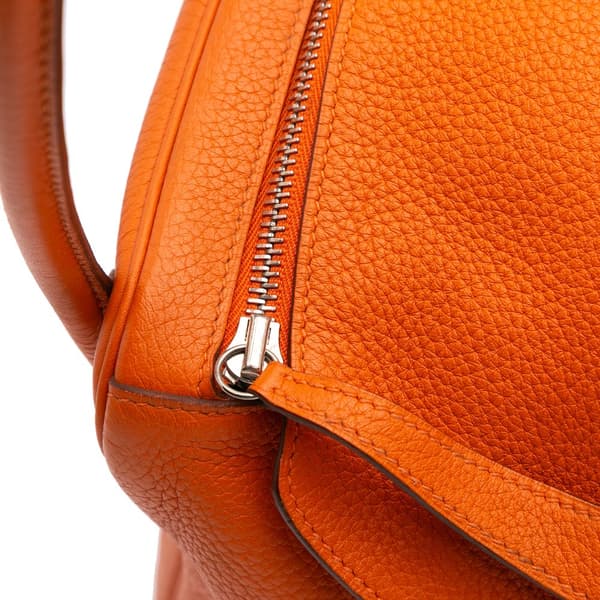 Pre-owned Hermès Clemence Lindy 34 Orange