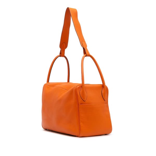 Pre-owned Hermès Clemence Lindy 34 Orange