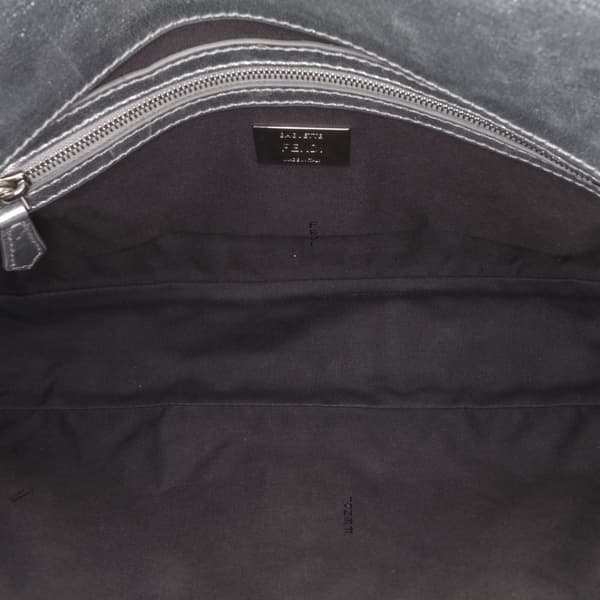 Pre-owned Fendi Large Zucca Embossed Baguette Satchel Silver