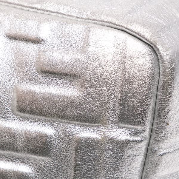 Pre-owned Fendi Large Zucca Embossed Baguette Satchel Silver