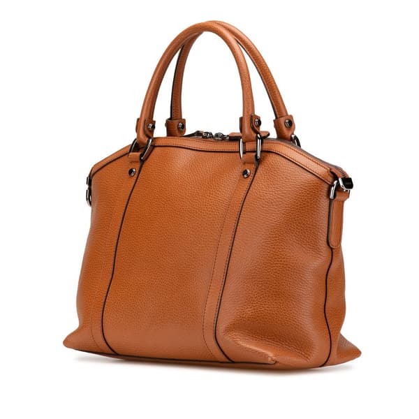 Pre-owned Gucci Leather GG Charm Dome Satchel Brown