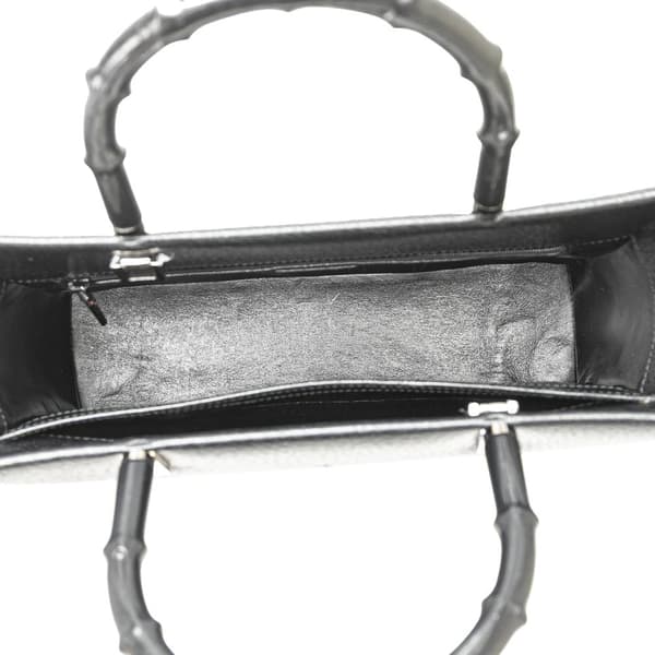 Pre-owned Gucci Leather Cinghiale Bamboo Tote Black