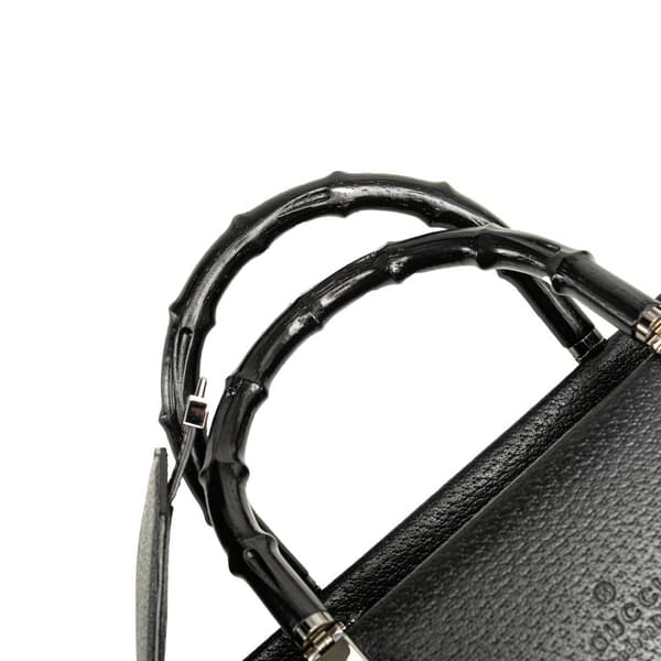 Pre-owned Gucci Leather Cinghiale Bamboo Tote Black