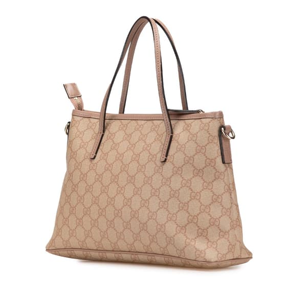 Pre-owned Gucci Small GG Supreme Convertible Tote Brown