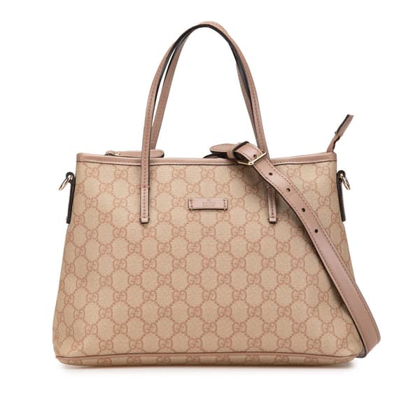 Pre-owned Gucci Small GG Supreme Convertible Tote Brown