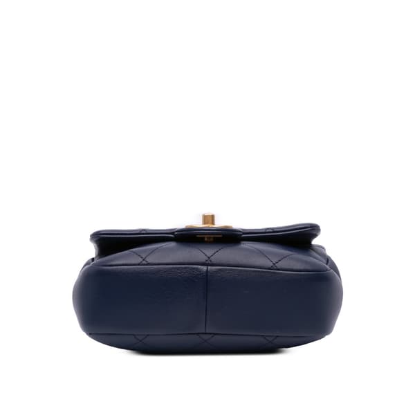 Pre-owned Chanel Mini Lambskin In The Loop Flap Blue