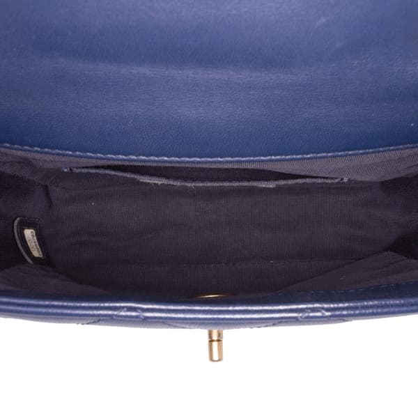 Pre-owned Chanel Mini Lambskin In The Loop Flap Blue