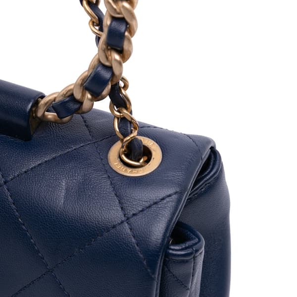 Pre-owned Chanel Mini Lambskin In The Loop Flap Blue