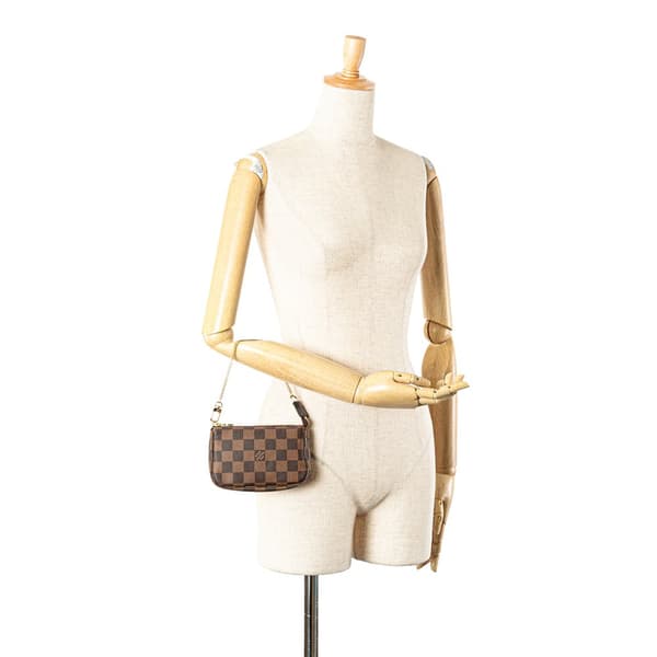Pre-owned Louis Vuitton Damier Ebene Mini Pochette Accessoires Brown