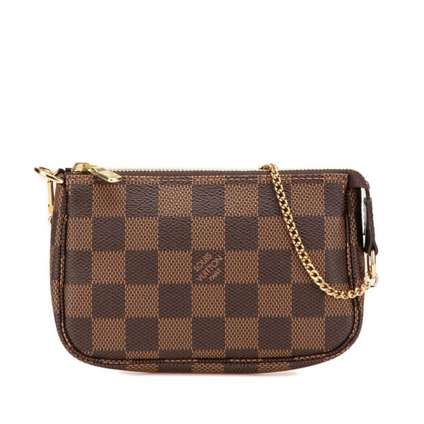 Pre-owned Louis Vuitton Damier Ebene Mini Pochette Accessoires Brown