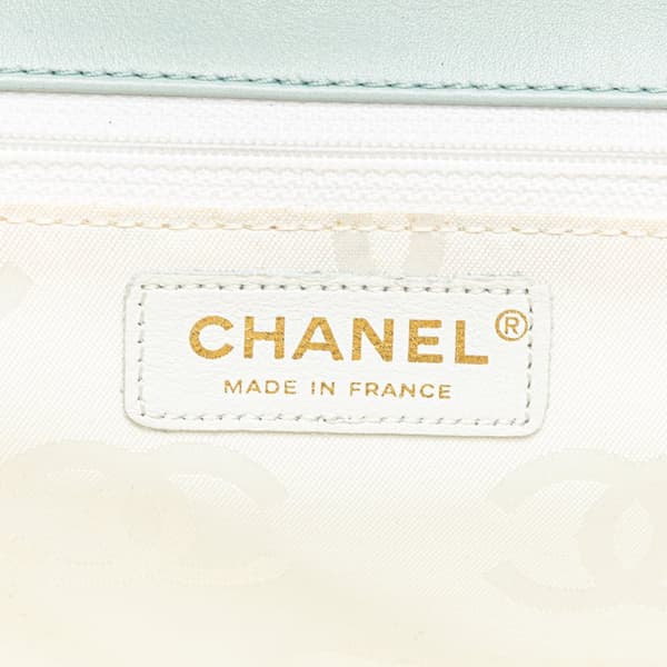 Pre-owned Chanel Quilted Lambskin Wild Stitch Top Handle Flap Blue