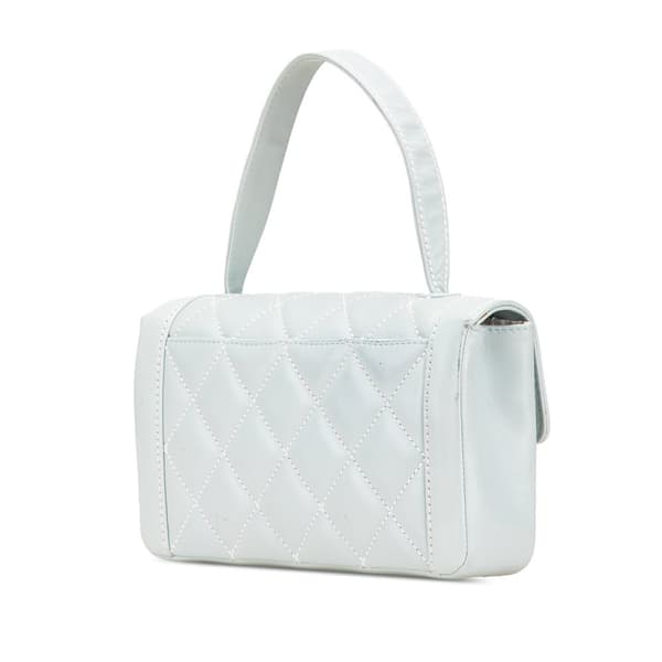 Pre-owned Chanel Quilted Lambskin Wild Stitch Top Handle Flap Blue