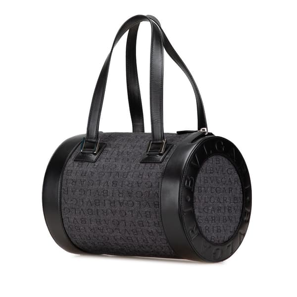 Pre-owned Bvlgari Logomania Denim Cylinder Handbag Black
