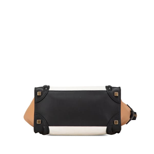 Pre-owned Celine Mini Tricolor Leather Luggage Tote Brown