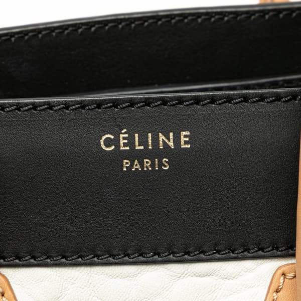 Pre-owned Celine Mini Tricolor Leather Luggage Tote Brown